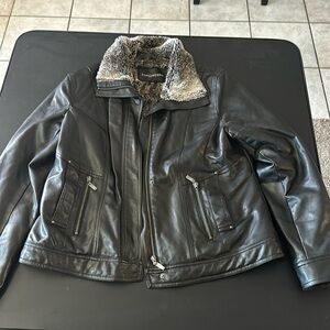 Faux Leather and Fur Jacket